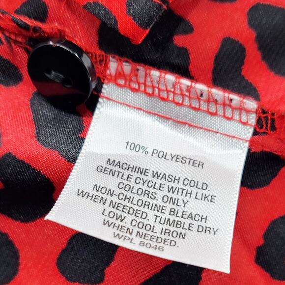 Morgan Taylor Intimates Red Animal Print Satin Oversized Lounge Shirt Women’s XL - Picture 7 of 7